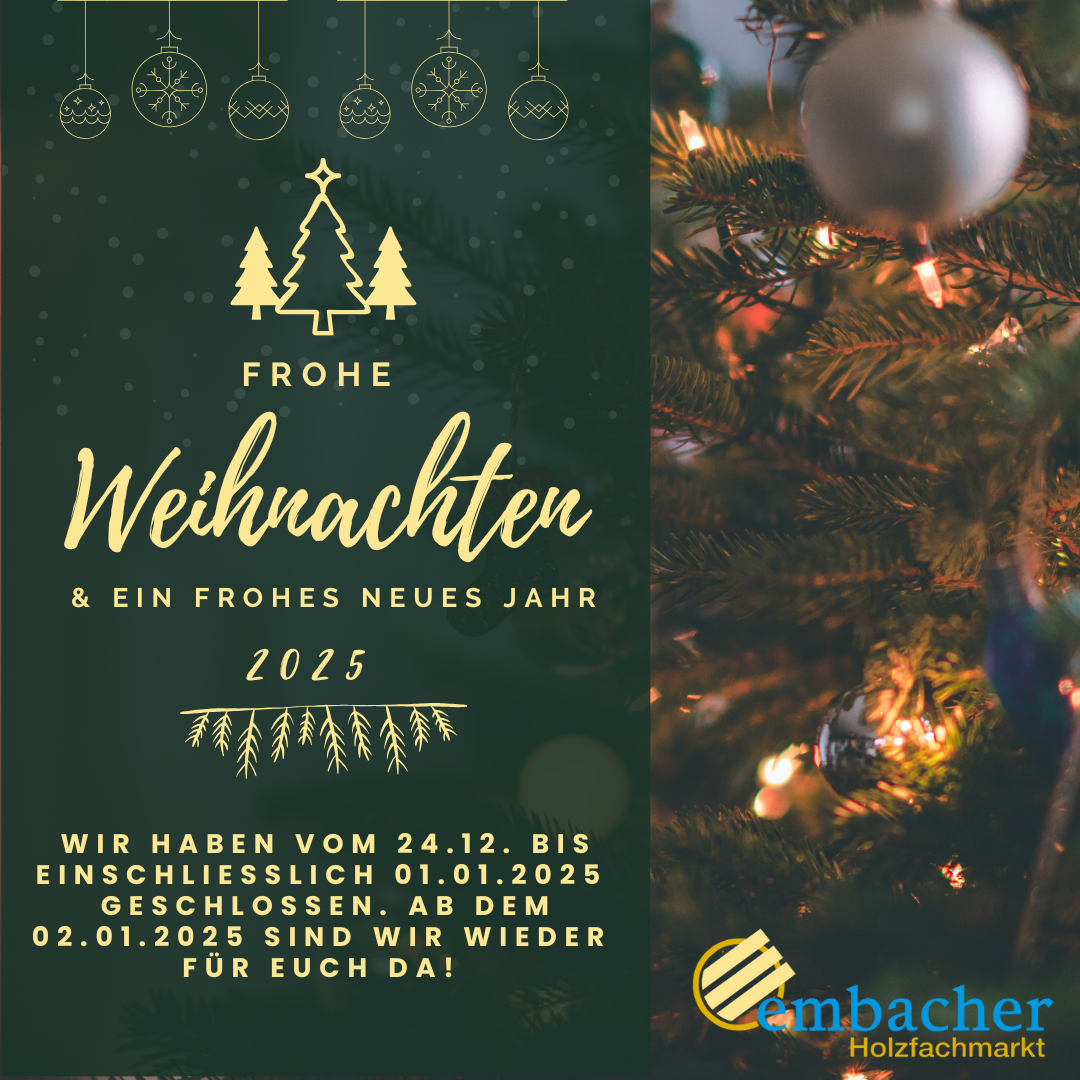 Weihnachtsgrüße und Öffnungszeiten bei Embacher